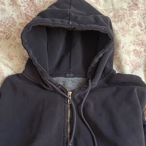 Navy Blue Brandy Melville Zip-Up Hoodie